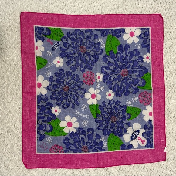 LILLY PULITZER x FORD Breast Cancer Awareness Cotton Square Scarf - Picture 6 of 8